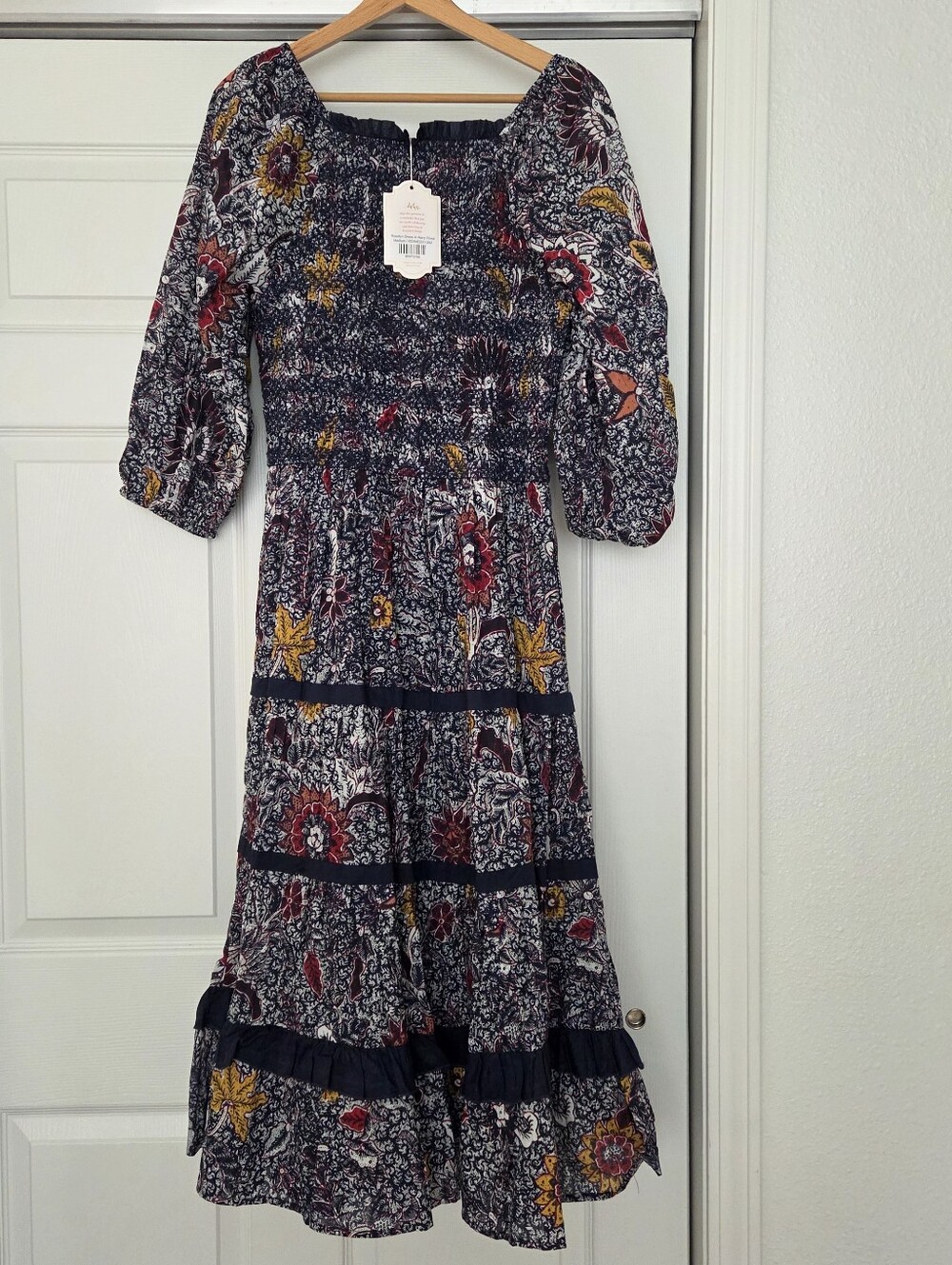 Ivy City Co Roselyn Dress in Navy Floral Cotton lined NEW